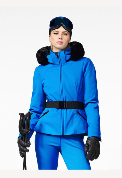 Goldbergh Hida Blue Ski Jacket with Faux Fur Trimmed Hood