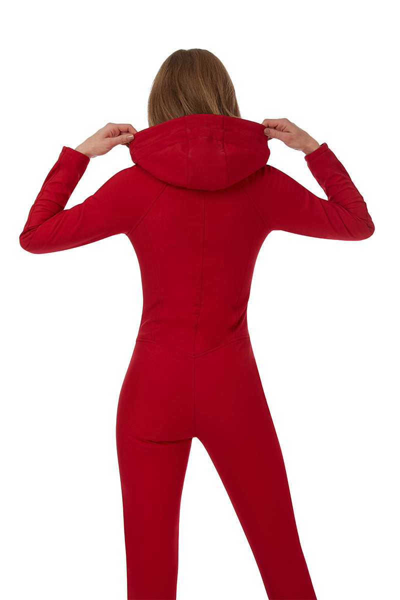 Emmegi Winnie One Piece Ski Suit in Red with Removable Hood