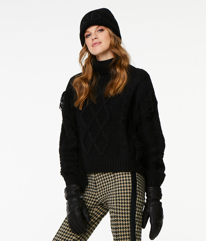 Goldbergh Brit black cable and fringe sweater
