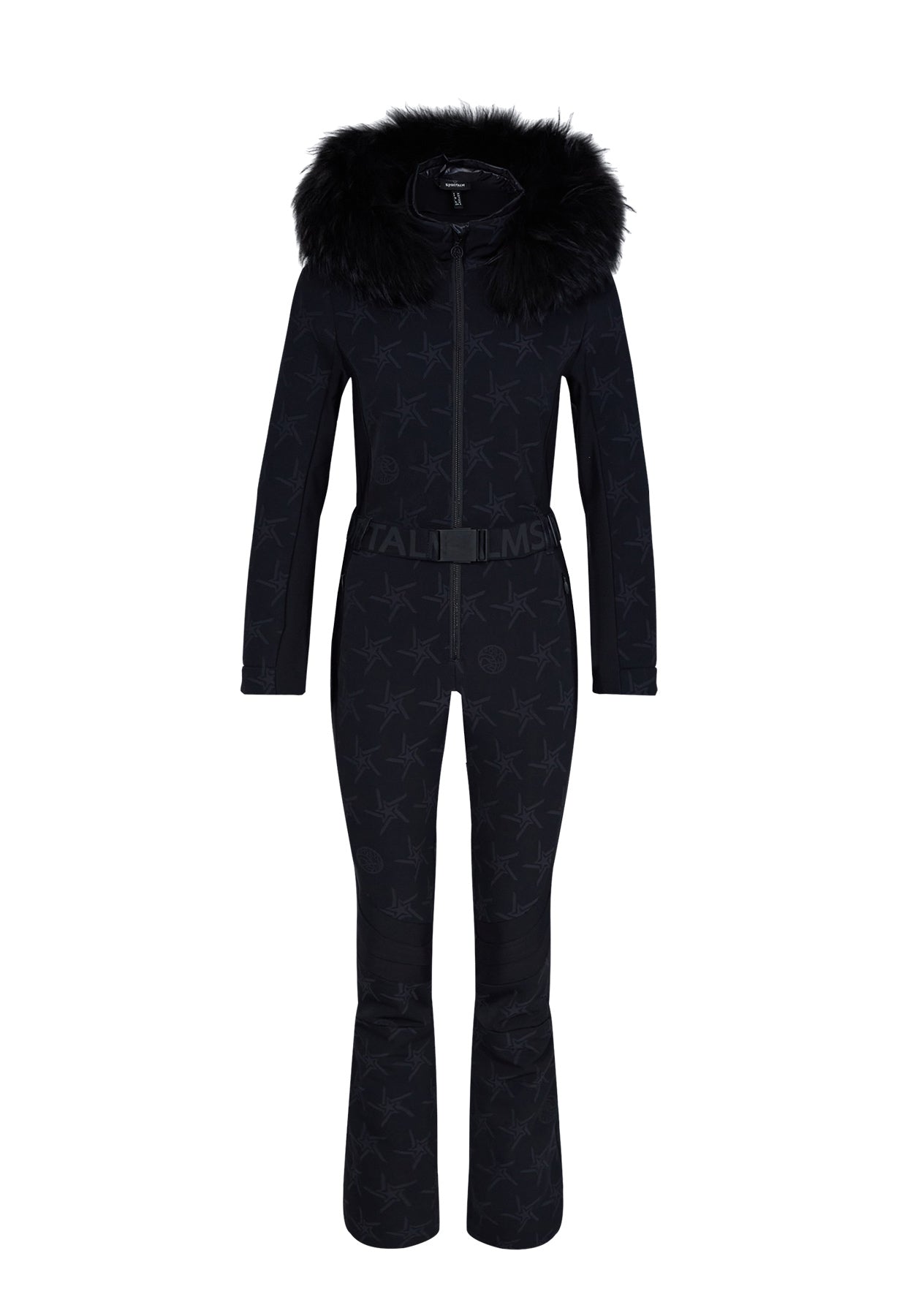 Sportalm One Piece Black Ski Suit with Fur Hood Winternational