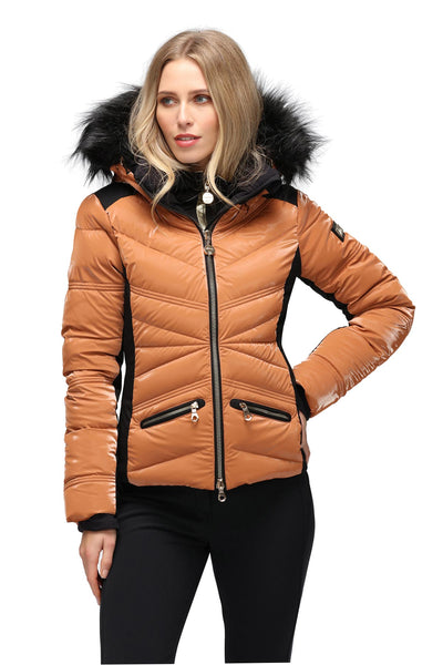 High Society Alyssa Marone Down Ski Jacket with Faux Fur Hood