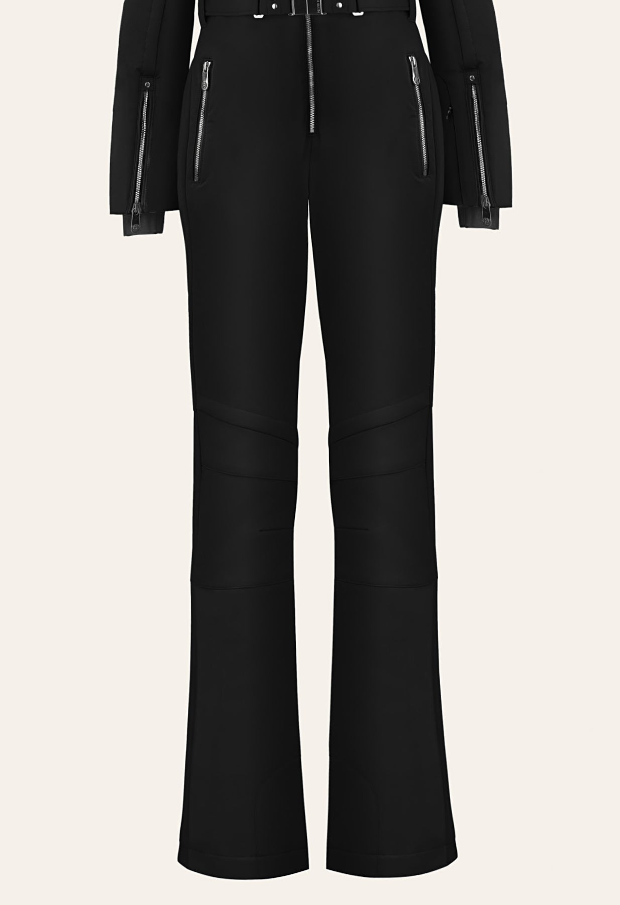 Poivre Blanc Ski Suit in Black and White with Faux Fur 0831