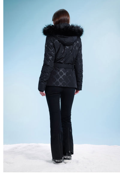 Poivre Blanc W23-1003 Ski Jacket in Black with faux fur trim