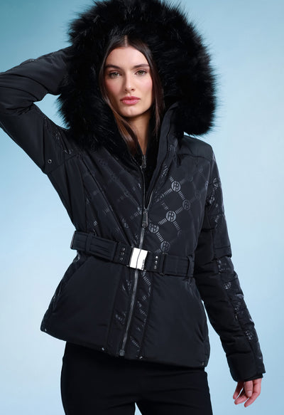 Poivre Blanc W23-1003 Ski Jacket in Black with faux fur trim