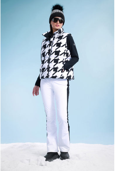 Poivre Blanc W23-1205 Puffer Gilet in Black and White Check