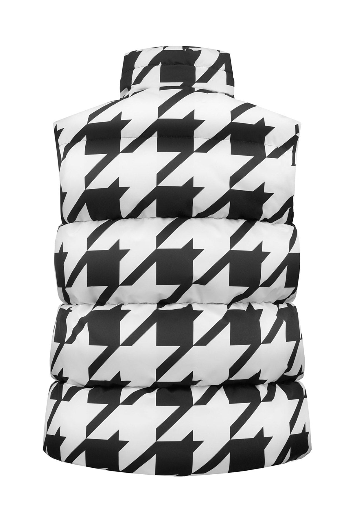 Poivre Blanc W23-1205 Puffer Gilet in Black and White Check