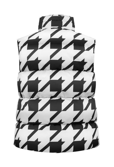 Poivre Blanc W23-1205 Puffer Gilet in Black and White Check