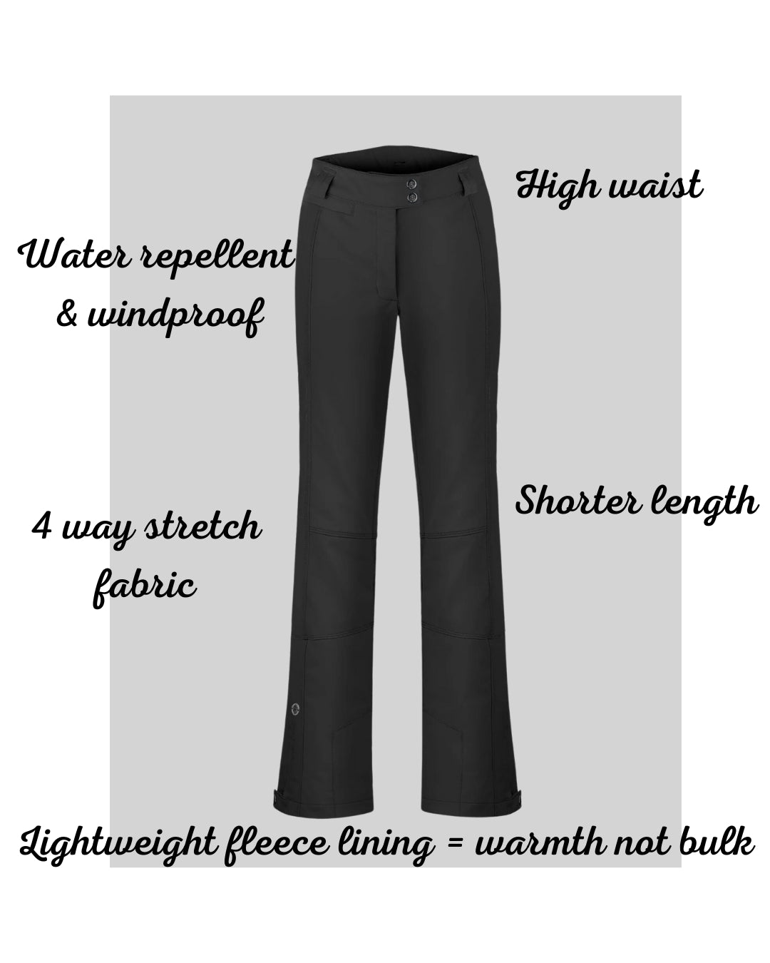 Poivre Blanc W22-1120 Shorter Length Softshell Ski Pant in Black