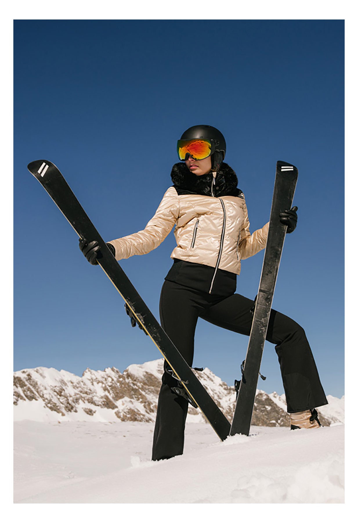 Duvillard Candice Gold Ski Jacket with Faux Fur Trim