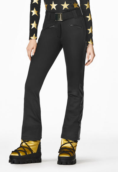 Goldbergh Alessia Black Stretch Ski Pant with Faux Leather Side Seams