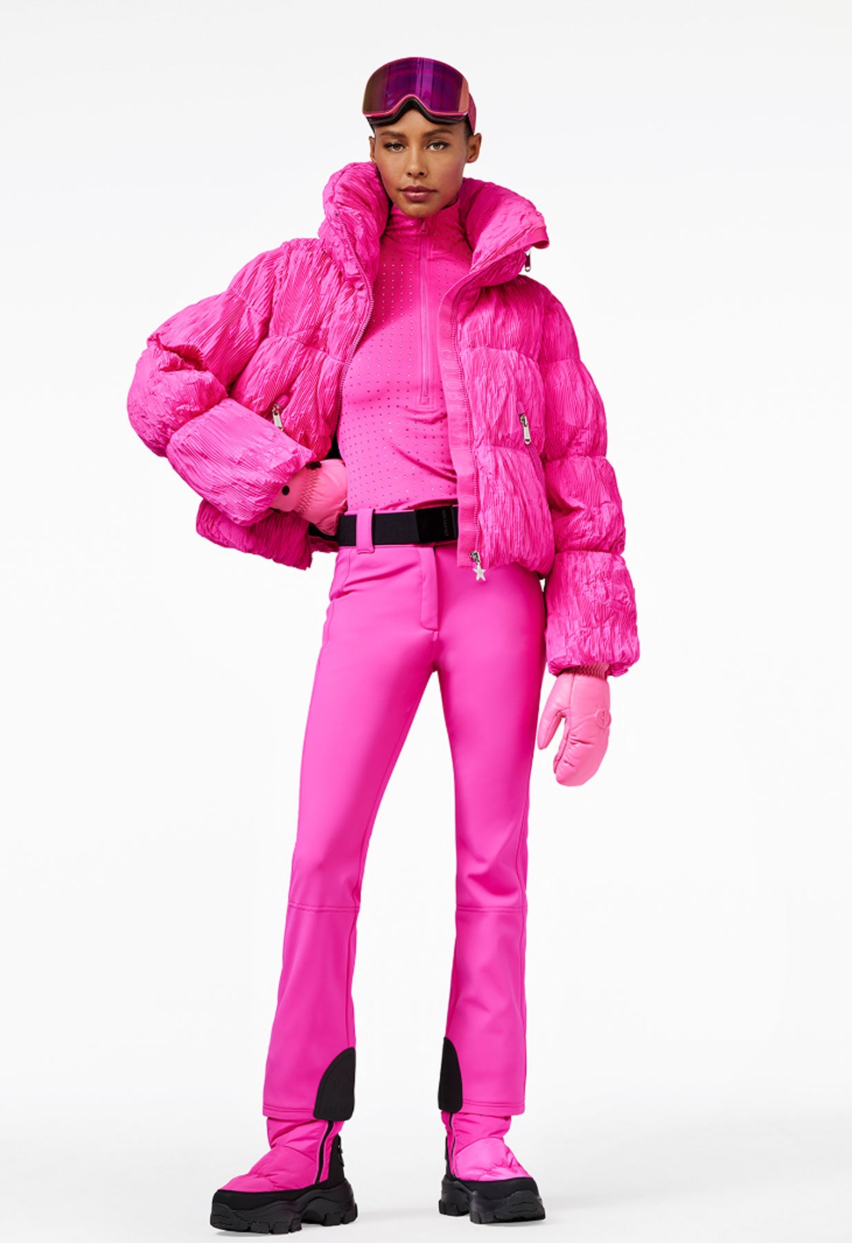 Goldbergh Candyfloss Downfilled Bomber Ski Jacket in Pink