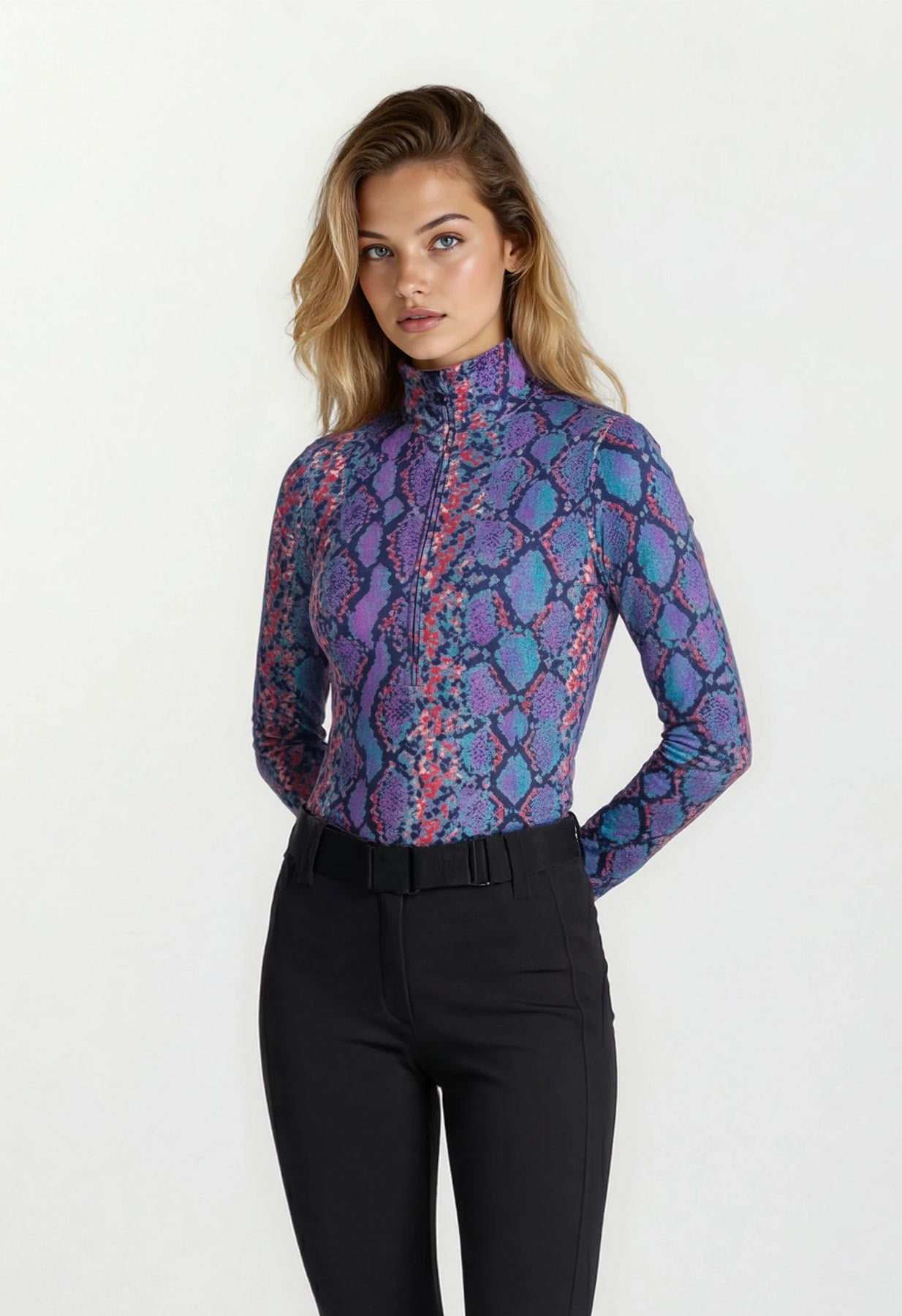 Goldbergh Fiesta Turquoise Snake Print Ski Base Layer | Ladies ski wear ...
