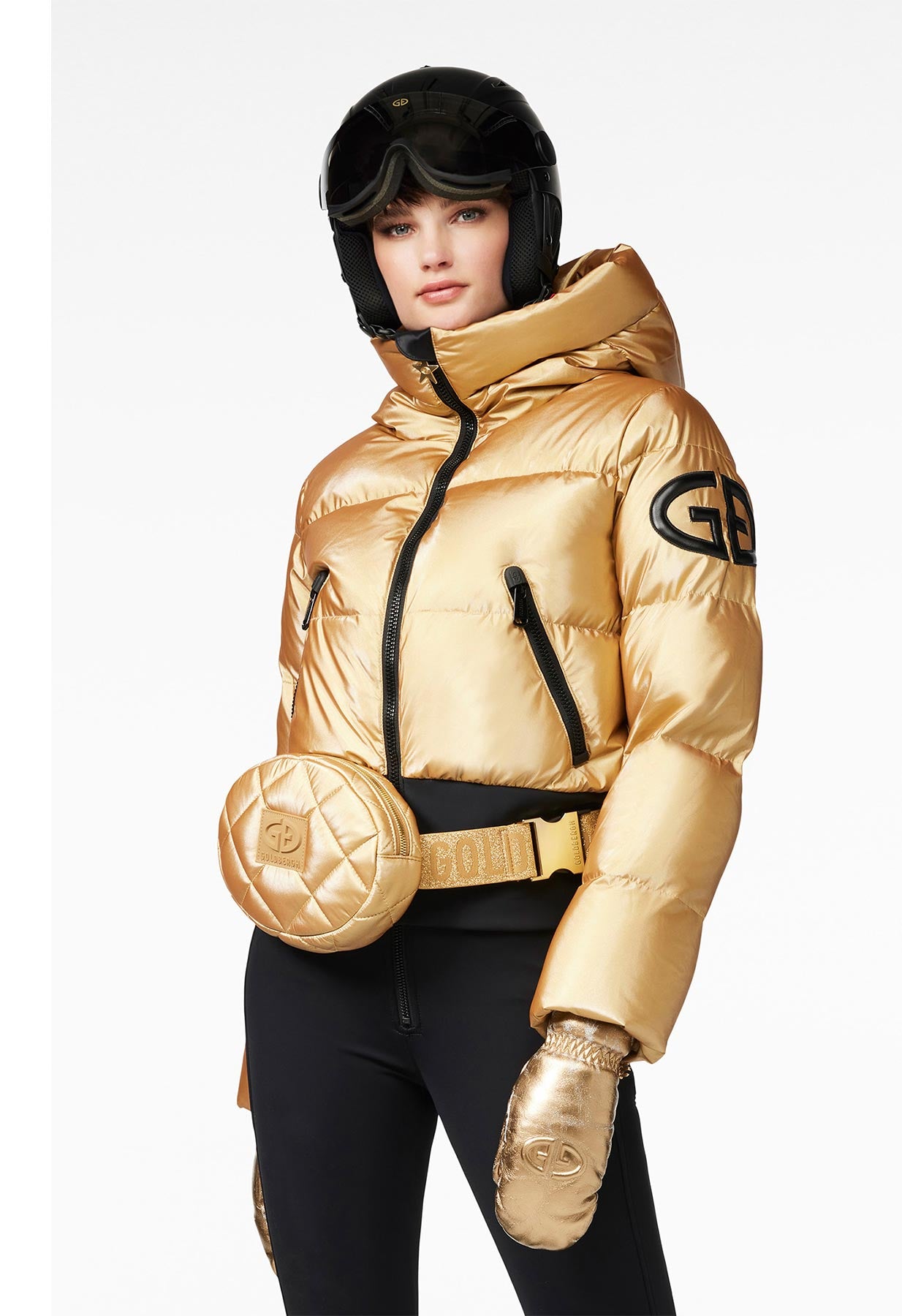 Goldbergh Charmer Gold Faux Leather Mitten