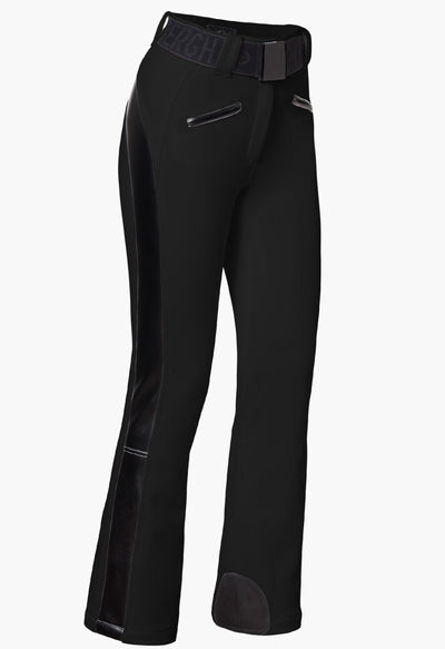 Goldbergh Alessia Black Stretch Ski Pant with Faux Leather Side Seams