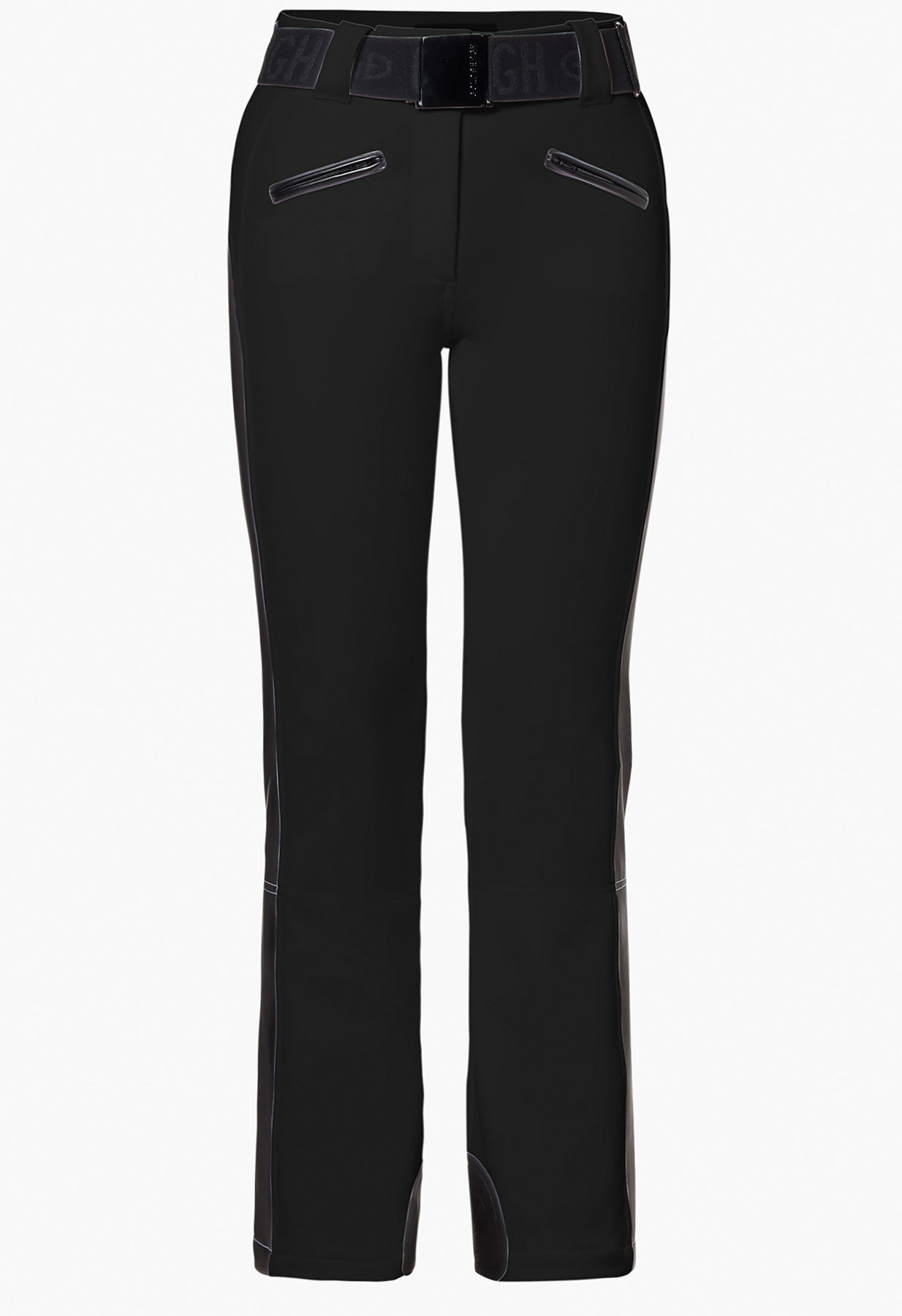 Goldbergh Alessia Black Stretch Ski Pant with Faux Leather Side Seams