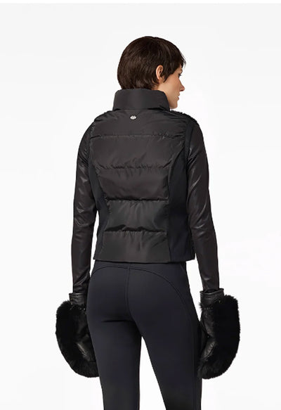 Goldbergh Chic Downfilled Bodywarmer/Gilet in Black Faux Fur