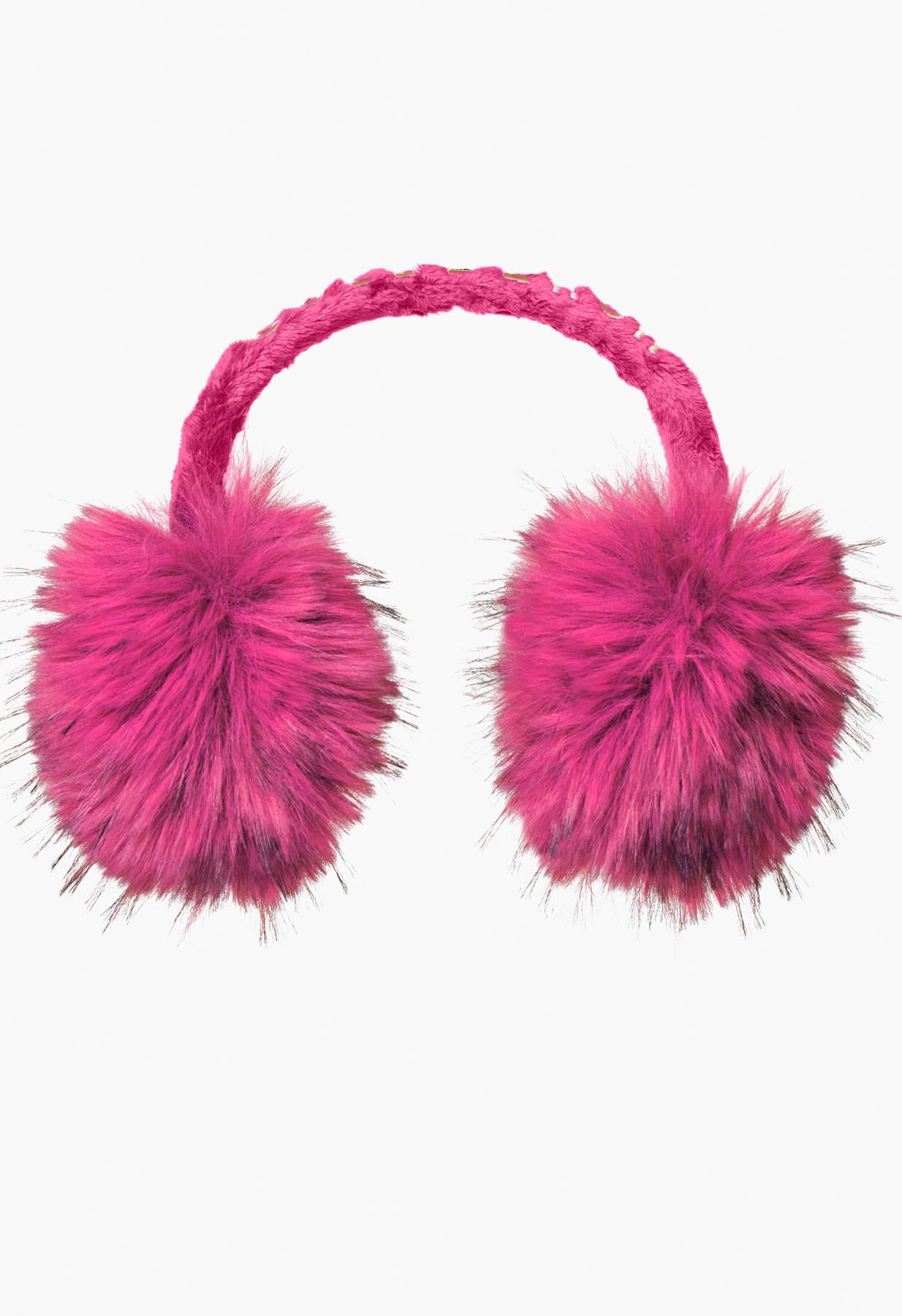 Goldbergh Fluffy Faux Fur Earwarmers in Italian Rose Pink