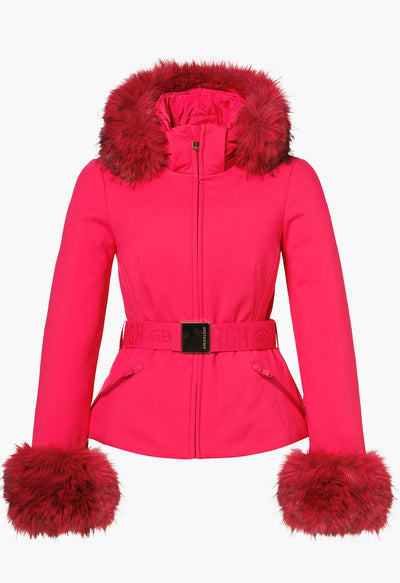 Goldbergh Giselle Italian Rose Ski Jacket with Faux Fur Trimmed Hood  and Cuffs