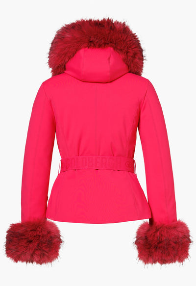 Goldbergh Giselle Italian Rose Ski Jacket with Faux Fur Trimmed Hood  and Cuffs