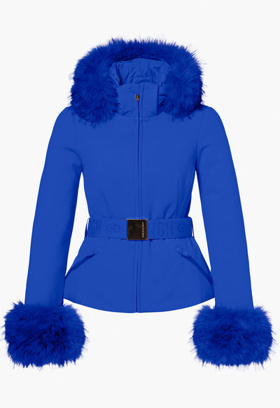 Goldbergh Giselle Dazzling Blue Ski Jacket with Faux Fur Trimmed Hood and Cuffs