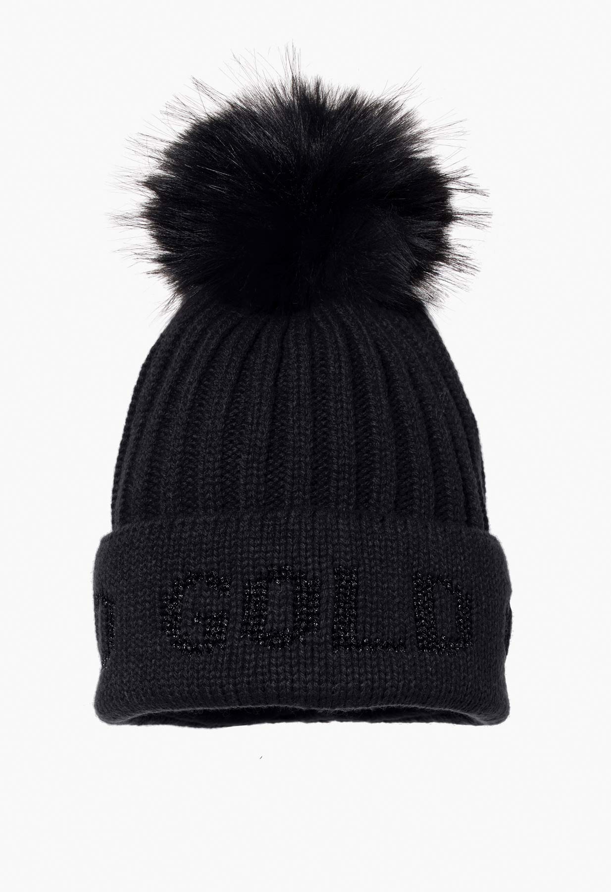 Goldbergh Hodd Fake Fur Pom Pom Hat in Black
