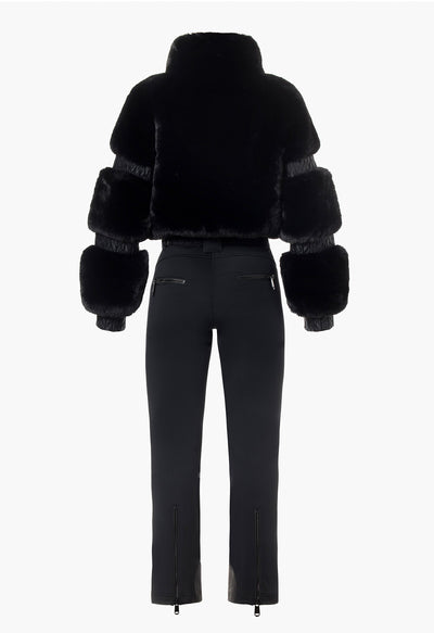 Goldbergh Lieke One Piece Faux Fur Ski Suit in Black