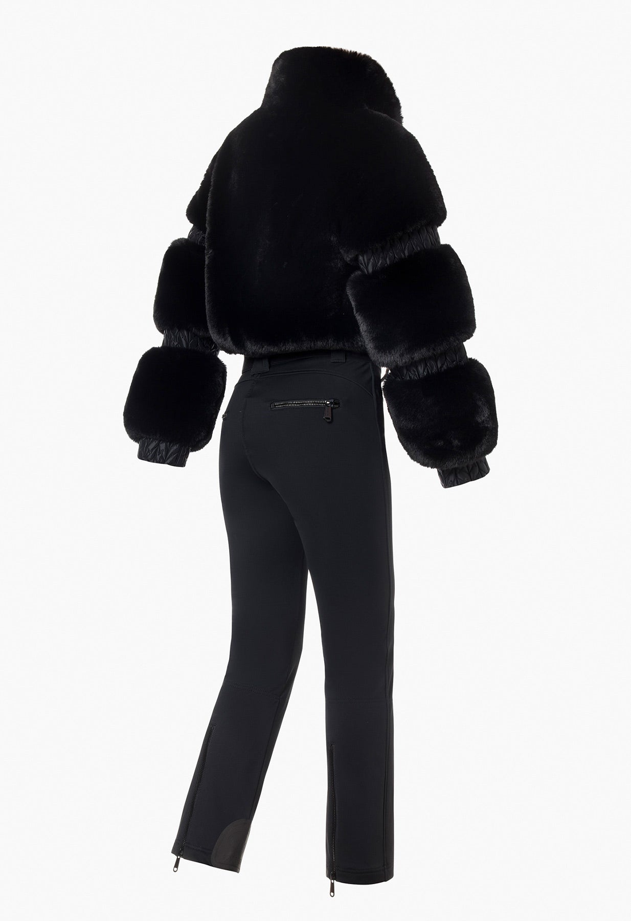 Goldbergh Lieke One Piece Faux Fur Ski Suit in Black