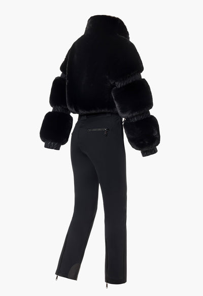 Goldbergh Lieke One Piece Faux Fur Ski Suit in Black