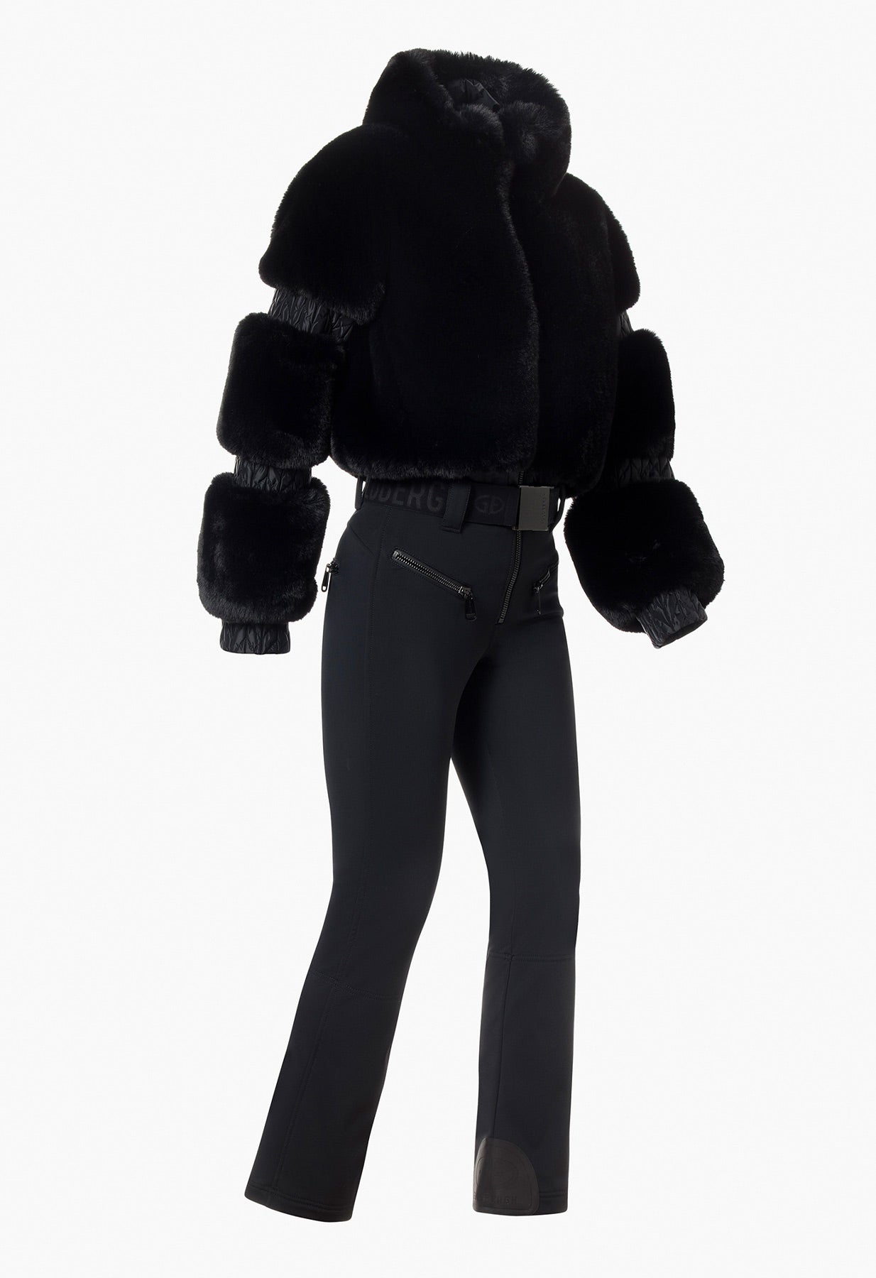 Goldbergh Lieke One Piece Faux Fur Ski Suit in Black