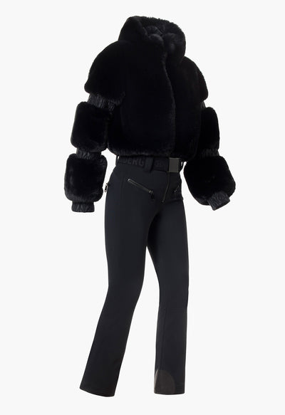 Goldbergh Lieke One Piece Faux Fur Ski Suit in Black