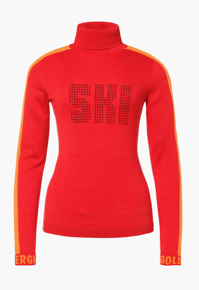 Goldbergh Lucia Long Sleeve Knit Sweater in Red with Stripes