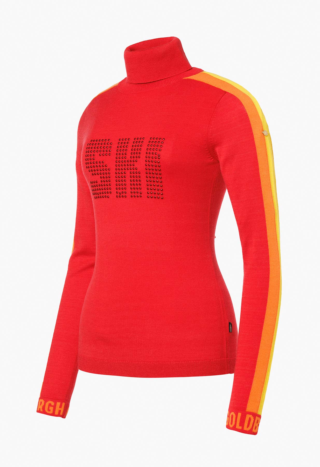 Goldbergh Lucia Long Sleeve Knit Sweater in Red with Stripes