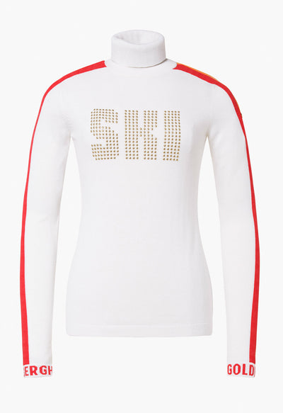 Goldbergh Lucia Long Sleeve Knit Sweater in White with Stripes