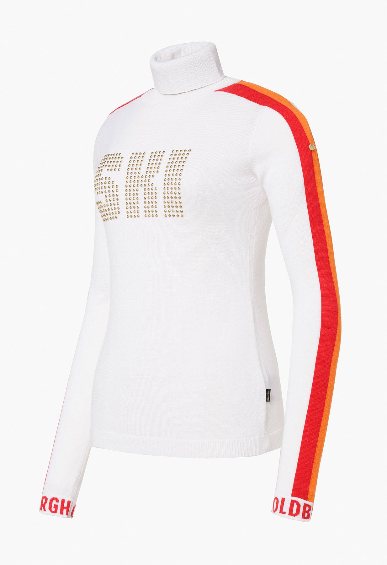 Goldbergh Lucia Long Sleeve Knit Sweater in White with Stripes