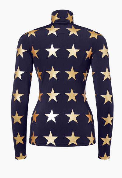 Goldbergh Lunaria Ski Base Layer in Blue with Gold Stars