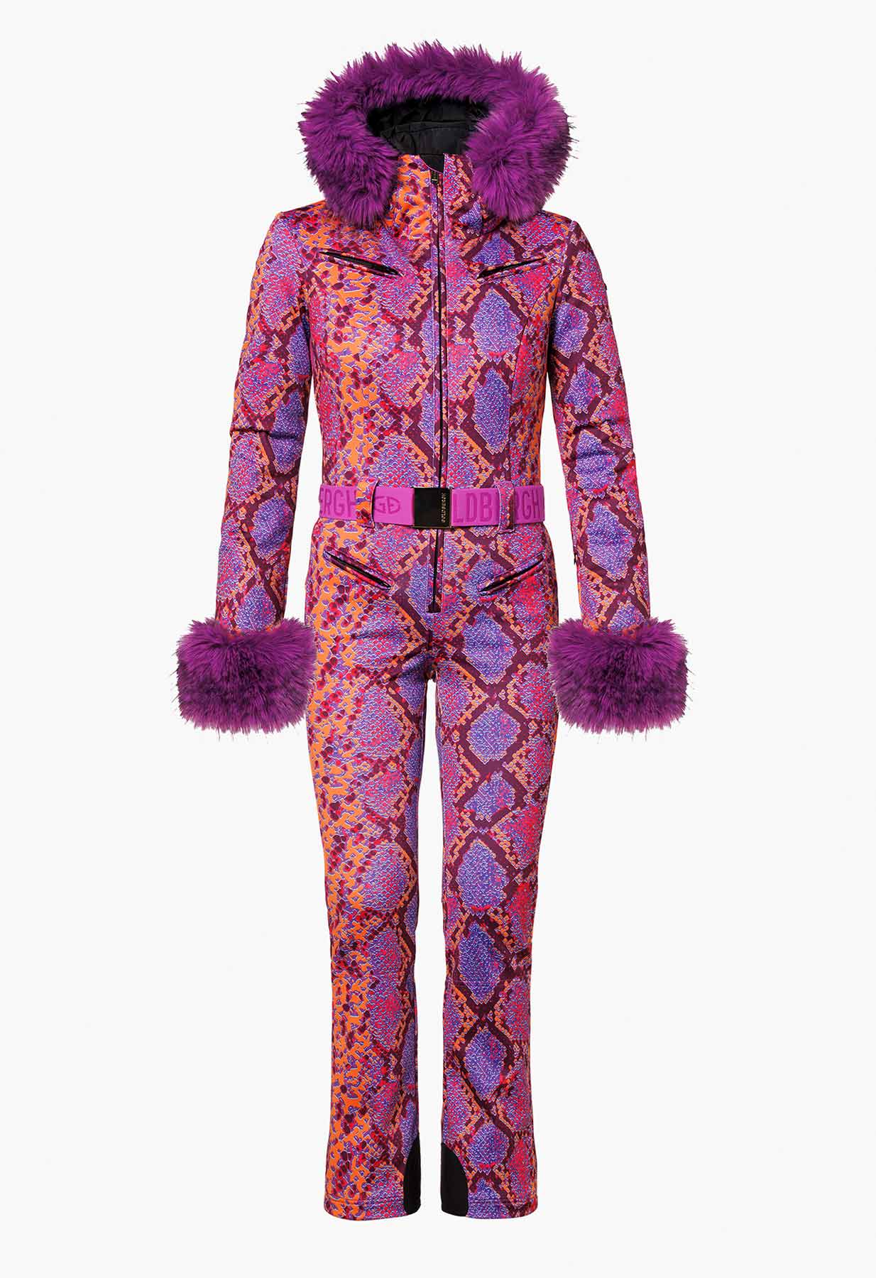 Goldbergh Zafira One Piece Ski Suit in Pink Snake Print