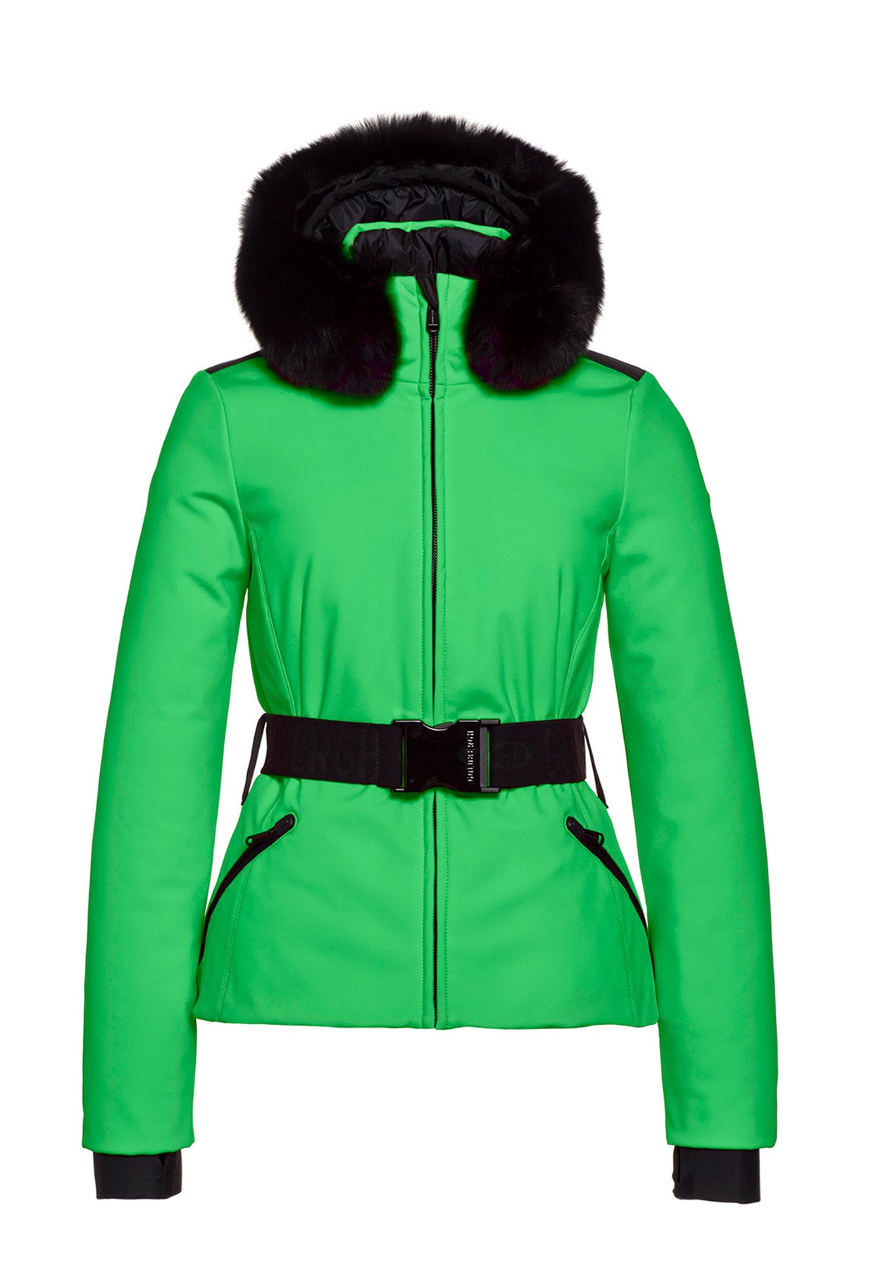 Goldbergh Hida Green Ski Jacket with Faux Fur Trimmed Hood