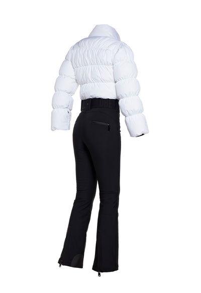 Goldbergh Snowball One Piece Ski Suit in White and Black