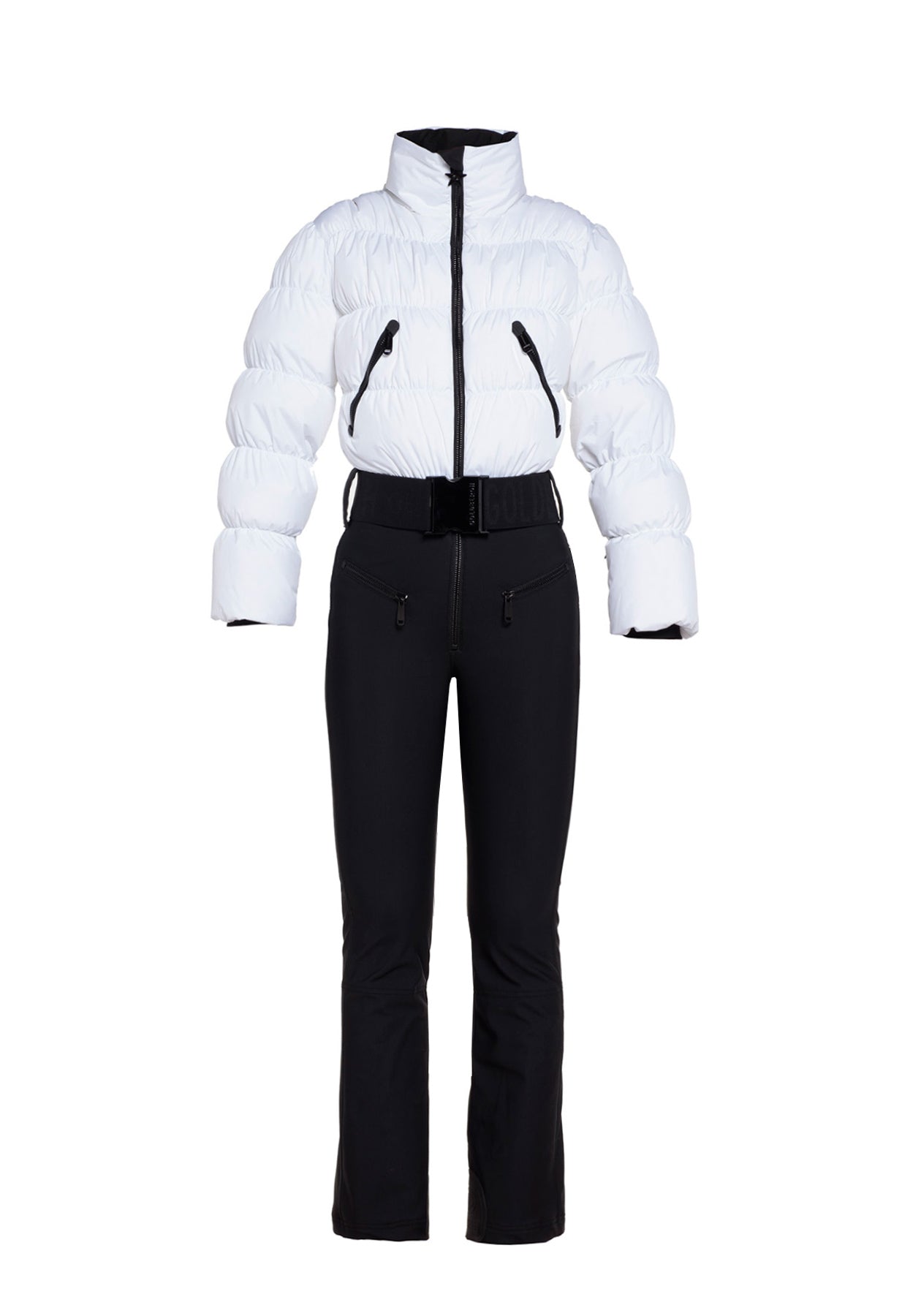 Goldbergh Snowball One Piece Ski Suit in White and Black