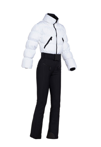 Goldbergh Snowball One Piece Ski Suit in White and Black