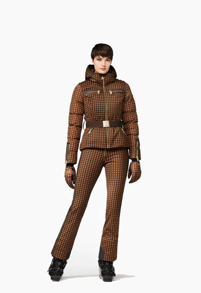 Goldbergh Galaxy Ski Jacket in Brown Star Check