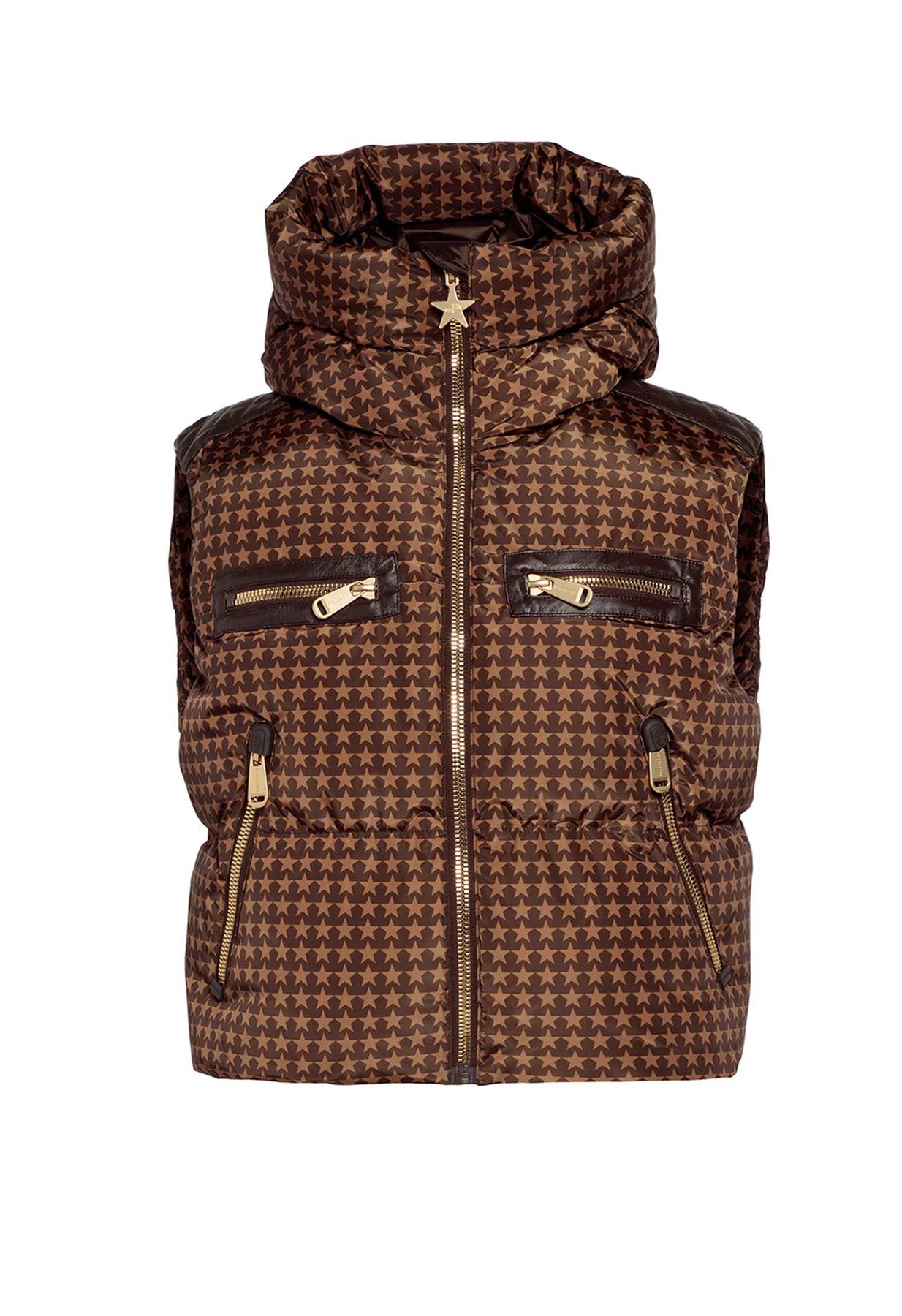 Goldbergh Teamplayer Downfilled Bodywarmer/Gilet in Brown Star Pattern