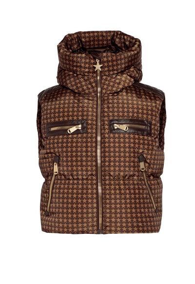 Goldbergh Teamplayer Downfilled Bodywarmer/Gilet in Brown Star Pattern