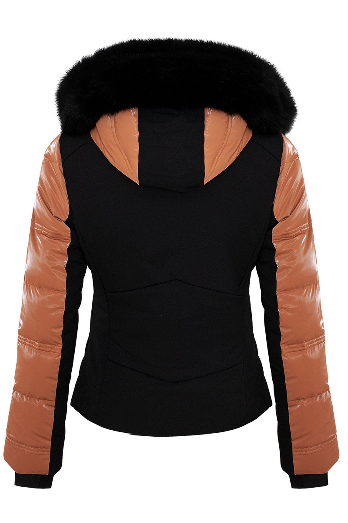 High Society Alyssa Marone Faux Leather Down Ski Jacket with Faux Fur Hood