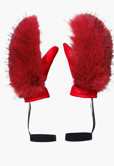 Goldbergh Hill Luxury Faux Fur Mittens in Italian Rose Pink