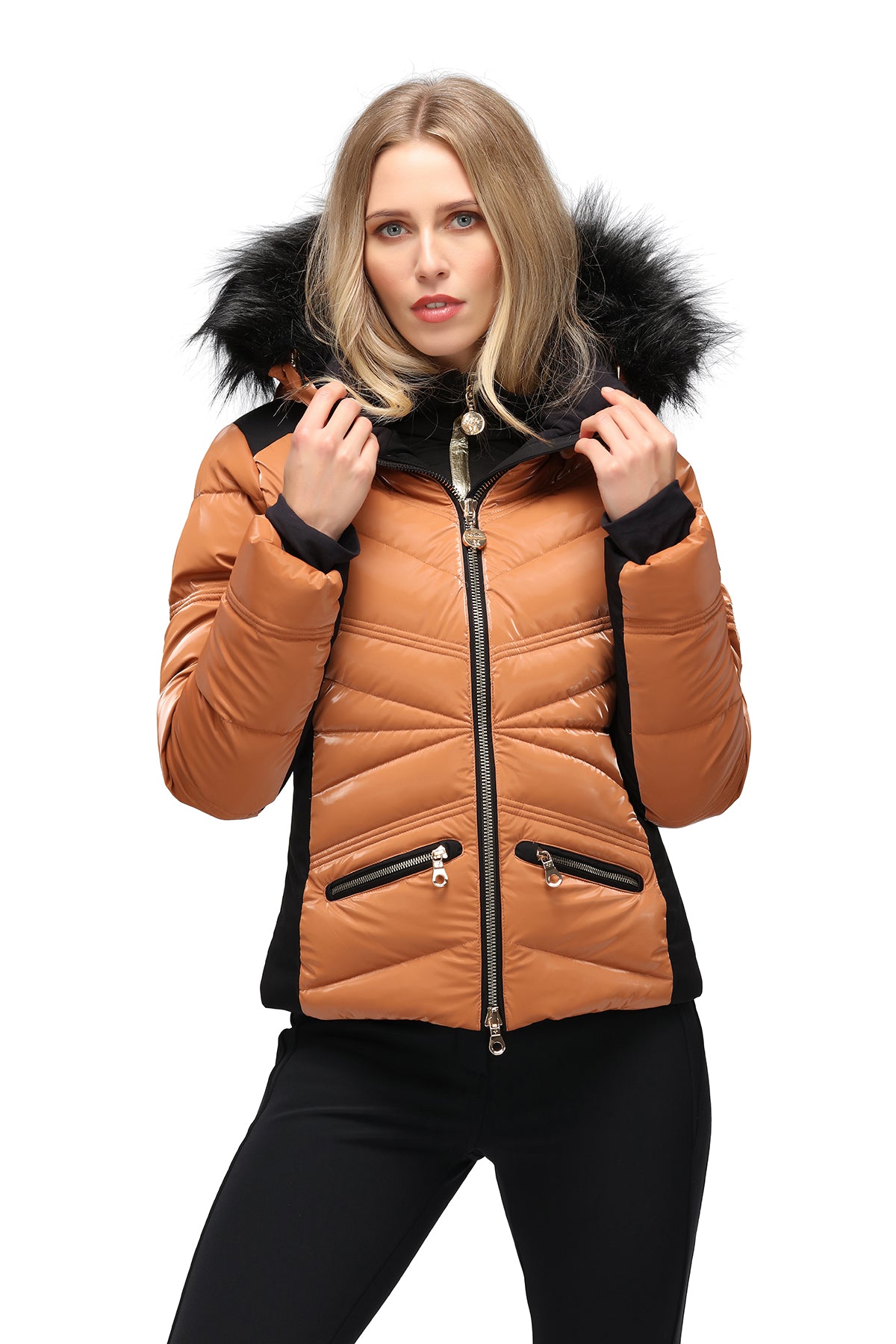 High Society Alyssa Marone Down Ski Jacket with Faux Fur Hood