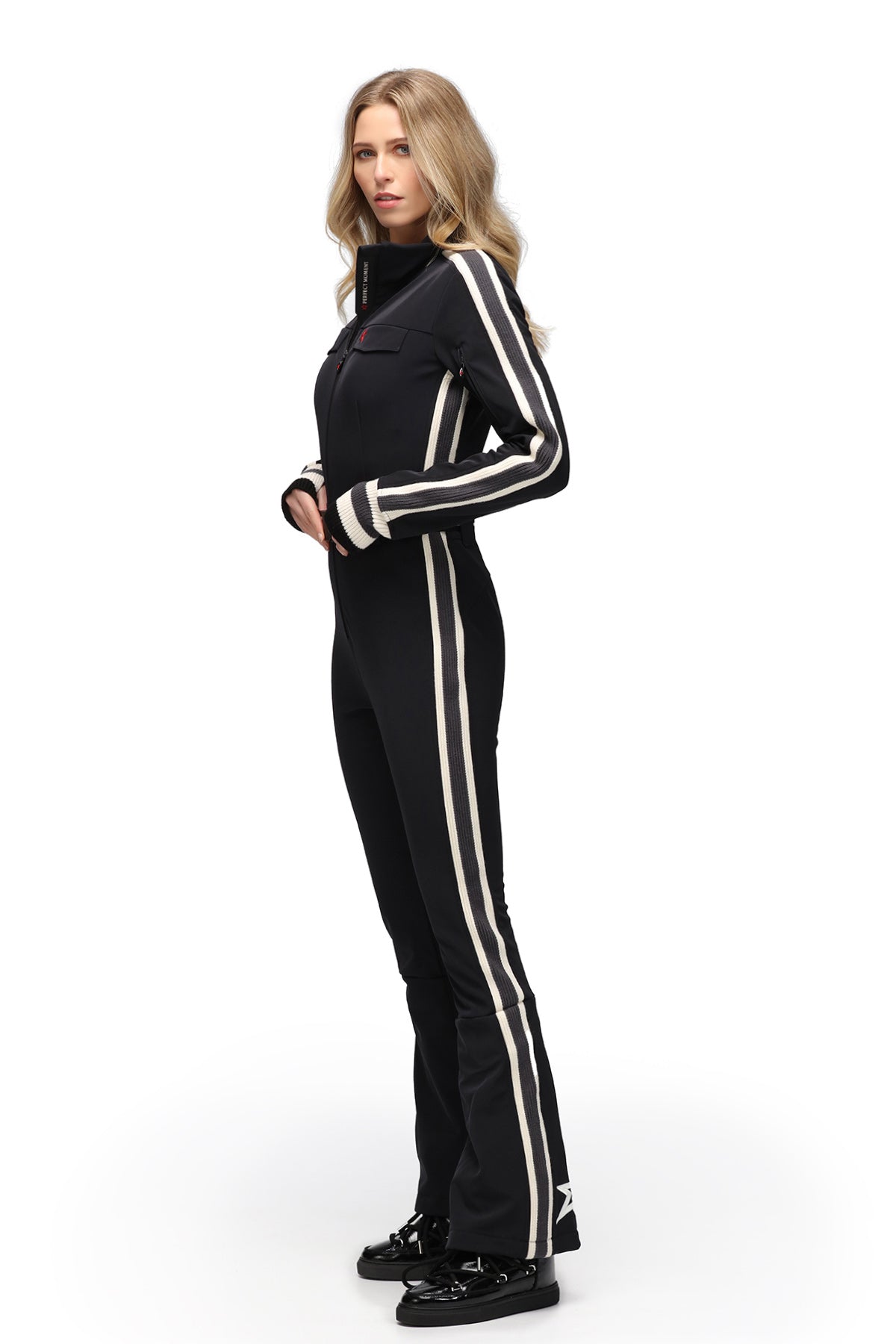 Perfect Moment Crystal One Piece Ski Suit in Black