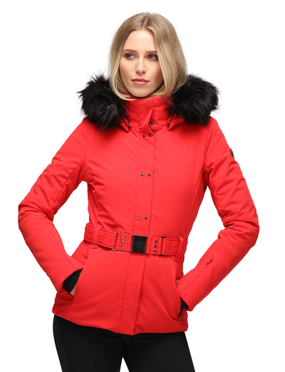 Poivre Blanc W23-0801 Belted Ski Jacket in Red