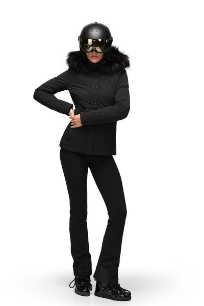 Poivre Blanc W23-0801 Stretch Ski Jacket with Belt in Black