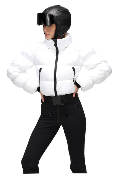 Goldbergh Snowball One Piece Ski Suit in White and Black